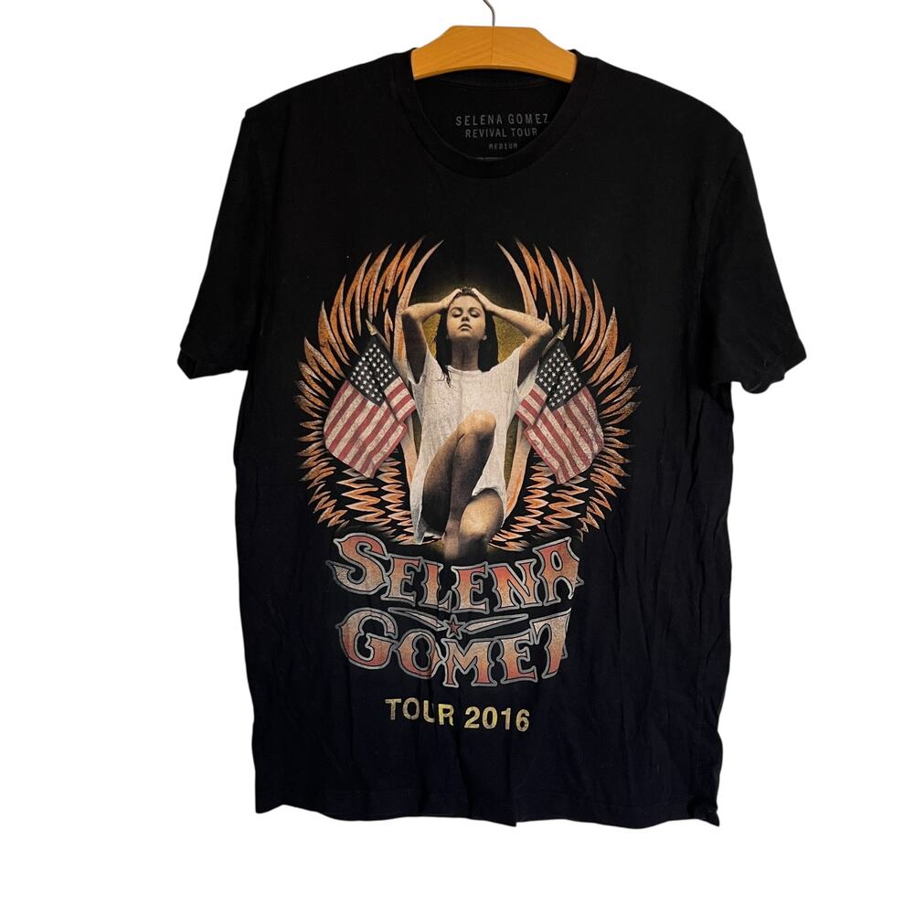 Selena Gomez Revival Tour 2016 Concert Merch Tee Black T-Shirt US Dates Size M